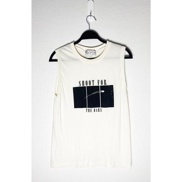 Wildfox Womens Vintage Muscle Shirt Shoot For The Bars Soft Cotton Boxy Yoga Gym - Picture 2 of 7